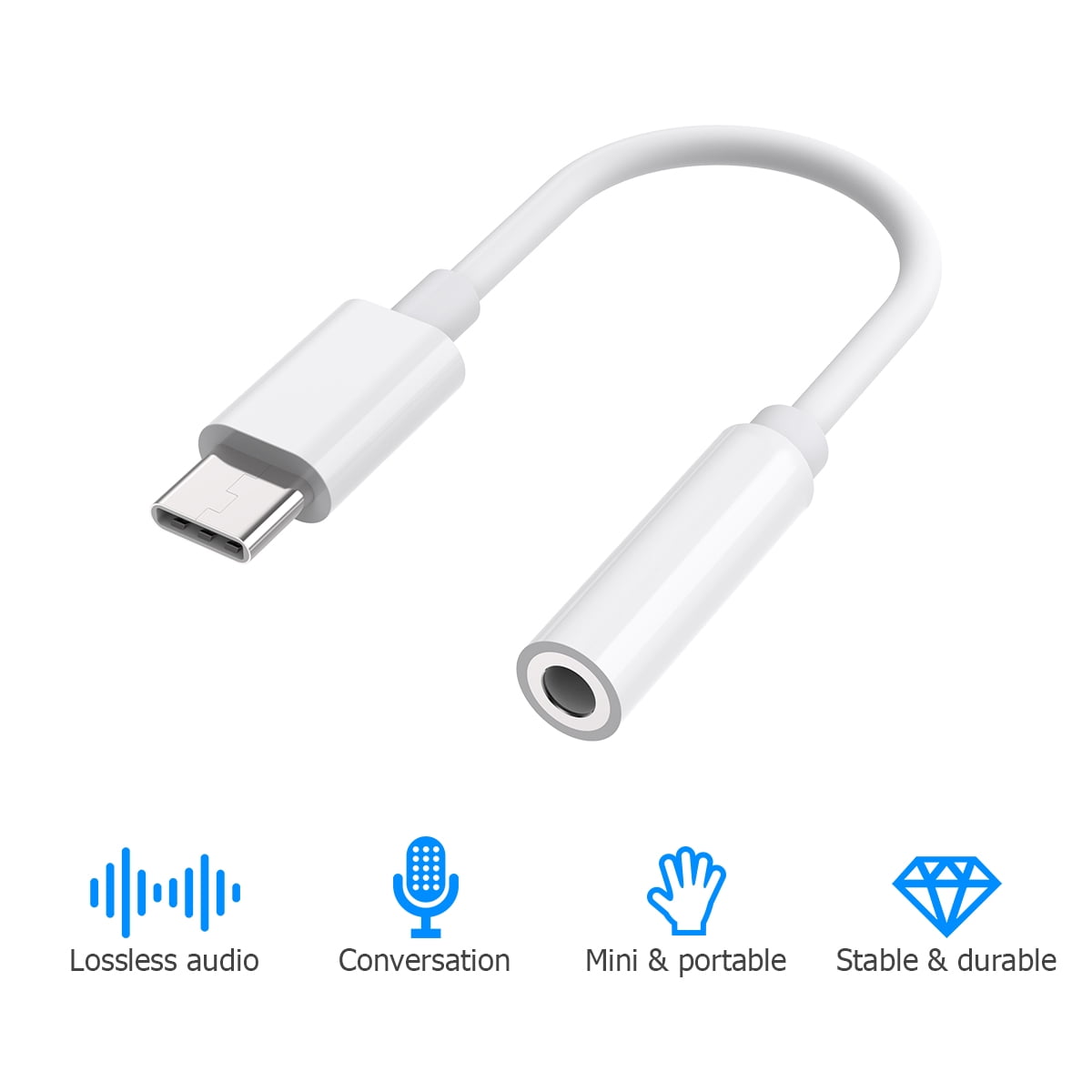 NICEXMAS 3PCS Type C USB C to 3.5mm Headphone Audio Jack Adapter Type C