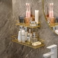 thumbnail image 1 of pstuiky Wall Mounted Bathroom Shelf Toothbrush Toothpaste Holder Adhesive Towel Rack Metal Mesh Organizer for Toiletries, 1 of 8