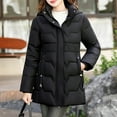 thumbnail image 2 of FRSASU Women Long Coat Winter Warm Hooded Jacket Solid Long Sleeve Fashion Coats Black M(M), 2 of 7