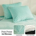 thumbnail image 2 of LIFEREVO 2 Pieces Luxury Plush Shaggy Faux Fur Duvet Cover Set(1 Fluffy Fuzzy Comforter Cover + 1 Pompoms Fringe Quilted Pillow Shams), Zipper Closure, Twin Size, Aqua, 2 of 7