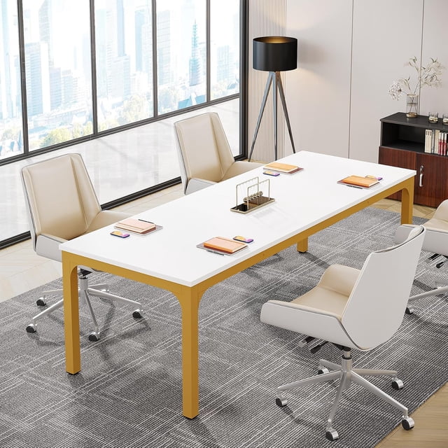 Tribesigns 6.5FT Conference Table, 78 Inch Rectangular Meeting Table with Metal Legs, Large Office Seminar Table for 6 to 8 People (Only Table)