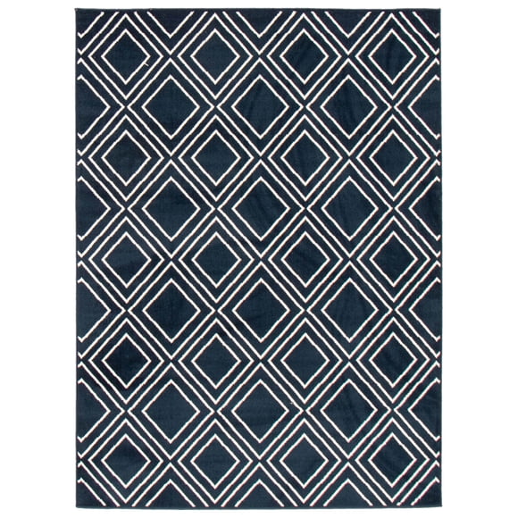 Ambiance Tapis en Microfibre Bleu Marine/blanc 6 Pieds7 Pouces x 9 Pieds6 Pouces