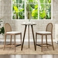 thumbnail image 3 of Panama 26.5" Curved Back Cane Rattan Counter Stool Set of 2 Ivory White Boucle, 3 of 10