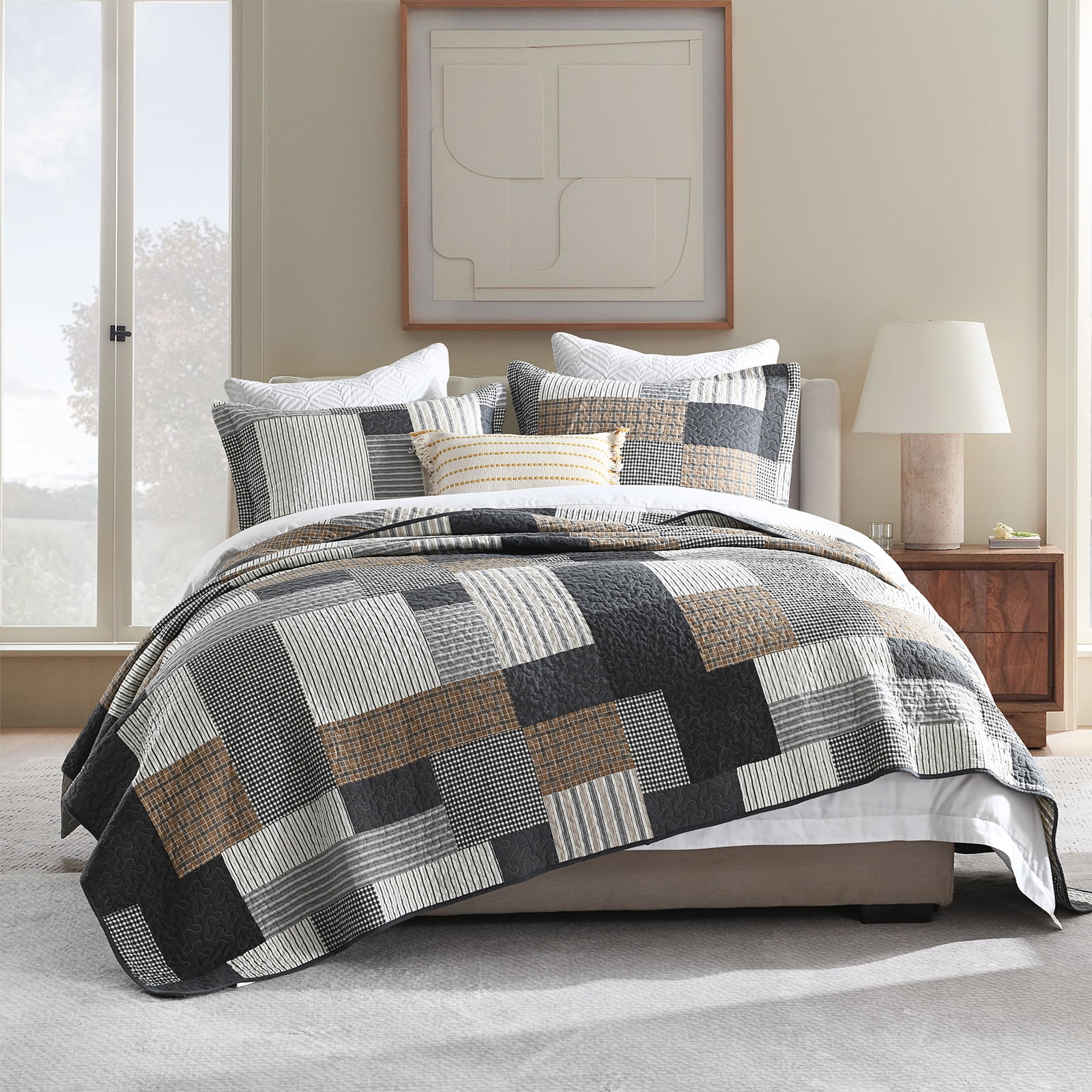 Fishing Stories Patchwork Bass Plaid Outdoor Living Ducks & Canoe Decorative Quilt Bedding Set Millwood Pines Size: Queen Quilt + 2 Shams