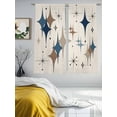 thumbnail image 3 of Brown Green Diamond Sheer Curtains 72 Inch Length 2 Panels Set Window Treatments, Modern Geometric Middle Century Beige Rod Pocket Semi Curtains for Living Room/Bedroom/Kitchen Décor, 104"W x 72"L, 3 of 7