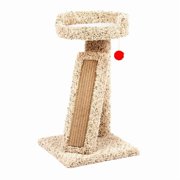 North American Pet Classy Kitty Nap and Scratch Cat Pedestal Bed with Cardboard Scratching Post, 28.5", Natural