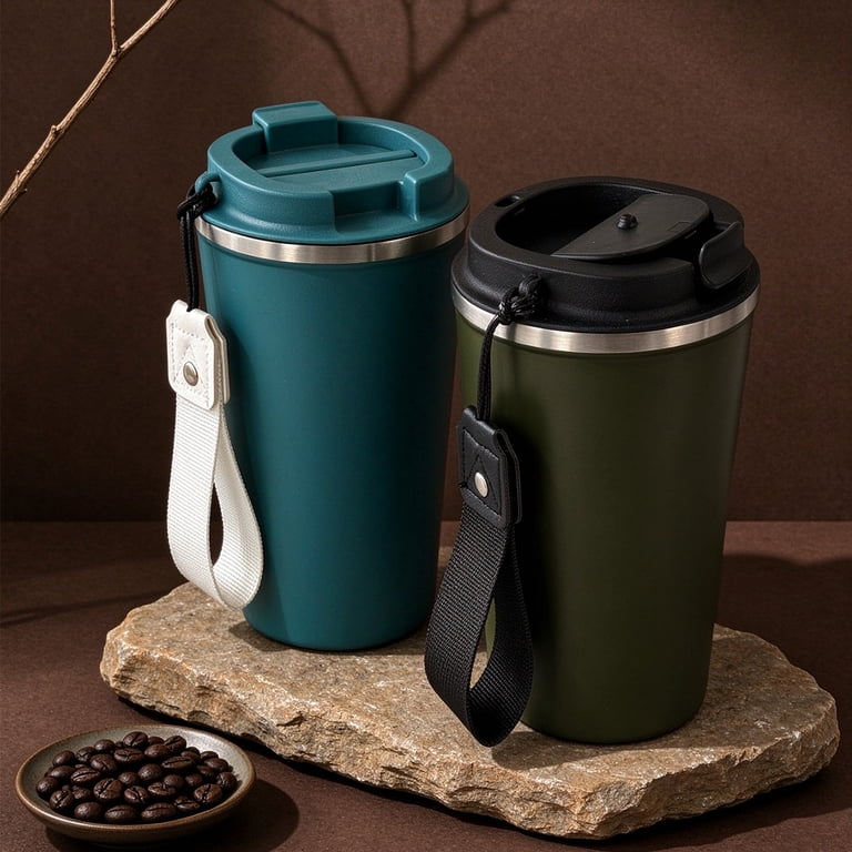 Aquaphile 17 oz Insulated Travel Coffee Mug with Strap, Blue photo 7