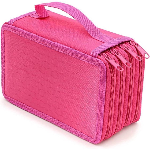 Estuche para lápices con 72 agujeros para la escuela y la oficina con gran capacidad multicapa (rosa frambuesa)