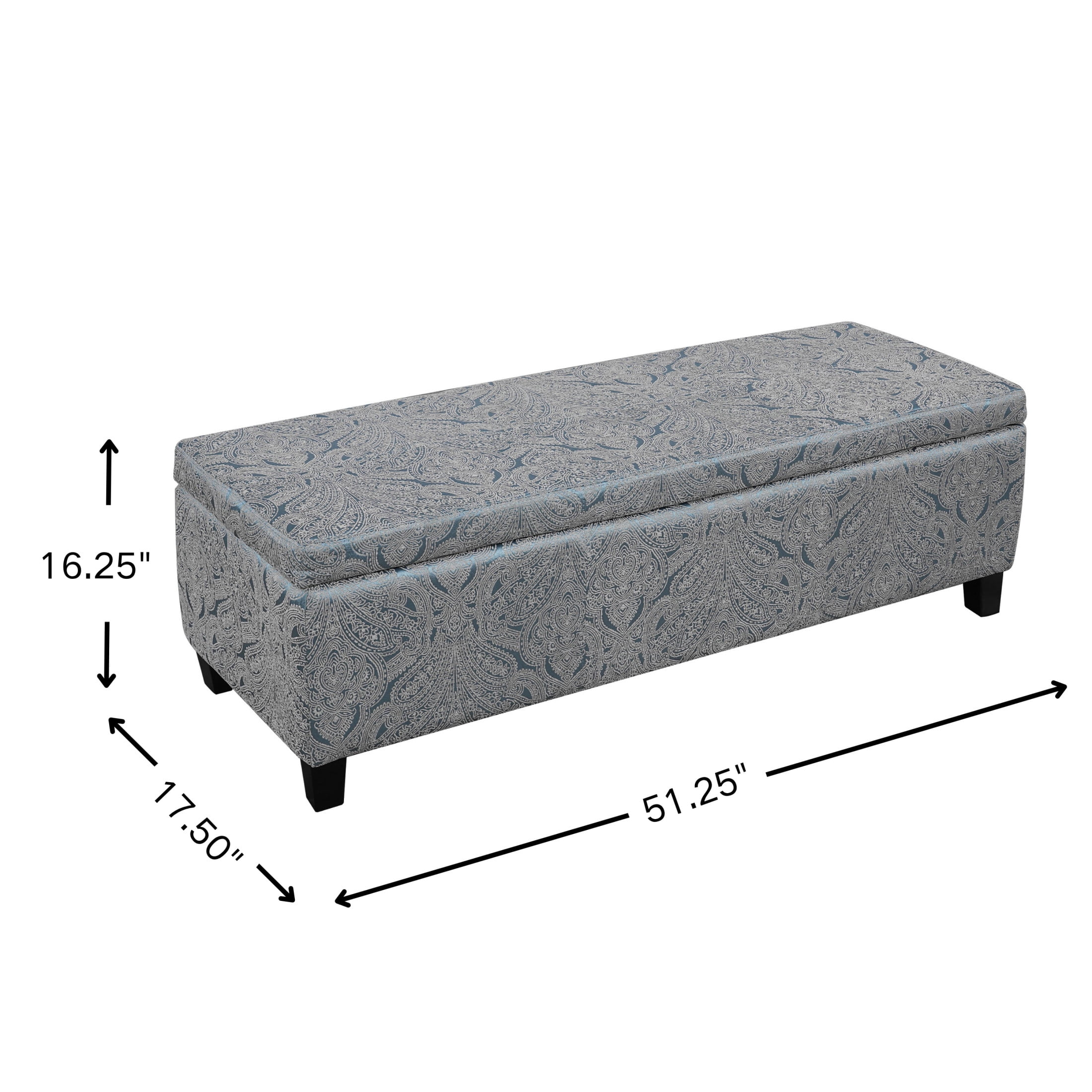 Christopher Knight Home 51" Storage Ottoman Bench, Upholstered Lift-Top with Wood Legs, Jacquard