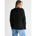 thumbnail image 5 of Polyester Fabric Women's Oversized Cable Knit Sweater Elegant Round Neck Design Warm And Comfortable Wear, 5 of 8