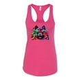 thumbnail image 2 of Wild Bobby, Colorful Rainbow Pomeranian Dog Animal Lover Ladies Racerback Tank Top, Raspberry, Small, 2 of 3
