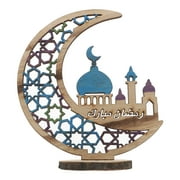 Eid Wooden Moon Ramadan Decor Muslim Themed Adorn Home Islamic Crafts Party Light