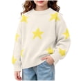 thumbnail image 2 of LUGOGNE Kids Girls Sweater Star Knit Pullover Sweaters Crewneck Long Sleeve Casual Fall Winter Pullover White,10-12 Years, 2 of 7