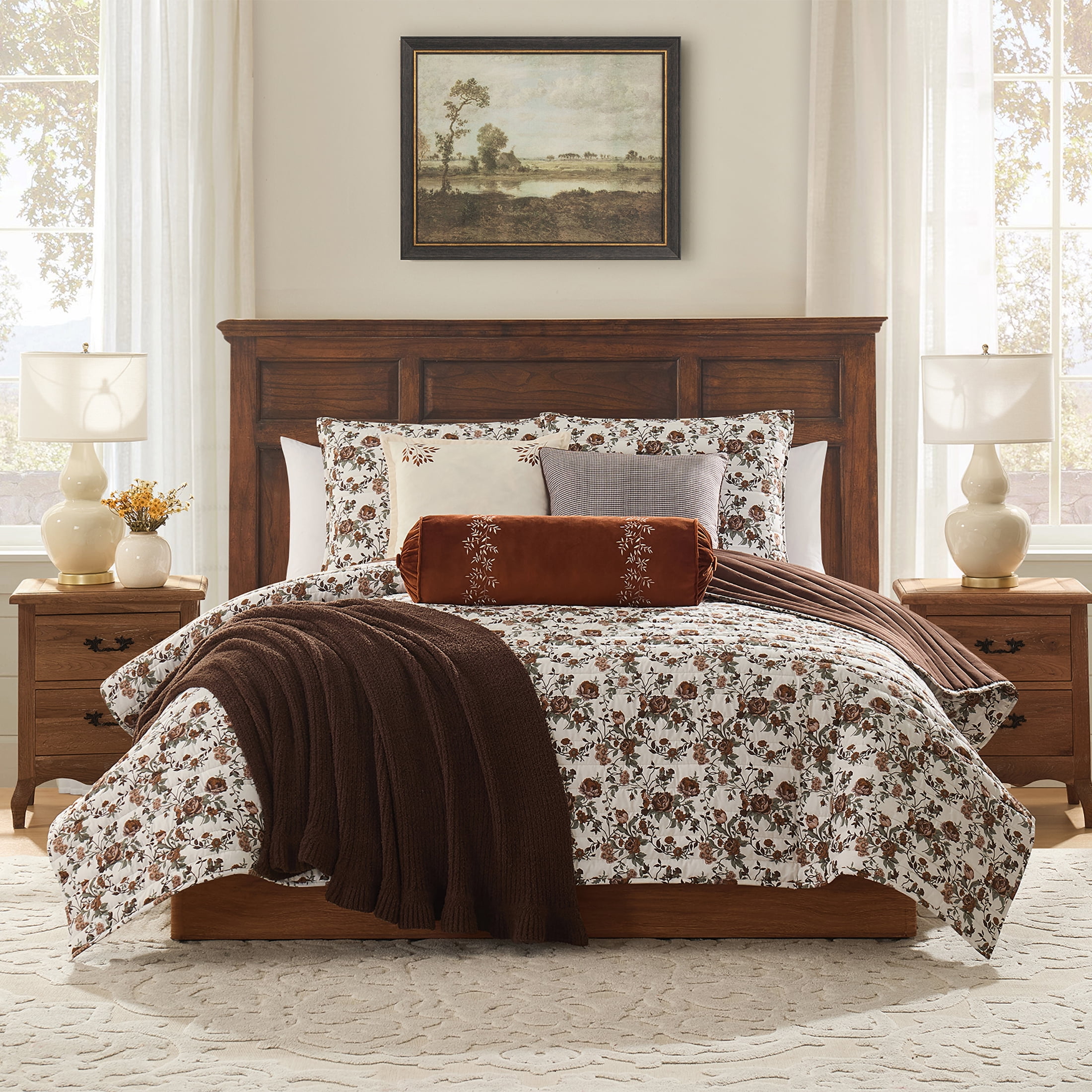 My Texas House Brown 60" x 70" Rib Knit Ruffle Throw Blanket