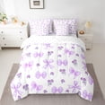 thumbnail image 2 of Feelyou Purple Bowknot Ribbon Bedding Comforter Set 7pcs, Romantic Flower Full Bedding Set, 2 of 8