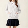 thumbnail image 5 of ROHUUQUE Kids Girls Cardigan School Uniforms Sweater Solid Color V-neck Unisex Button Long Sleeve Basic Knit Tops for 5-17 Years White, 5 of 9