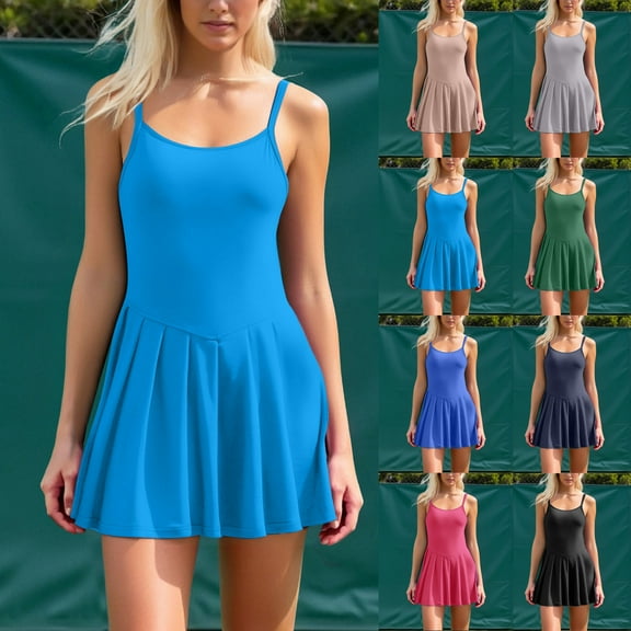 Antinious Women Camis Sleeveless Solid Tennis Yoga Active Casual Dress