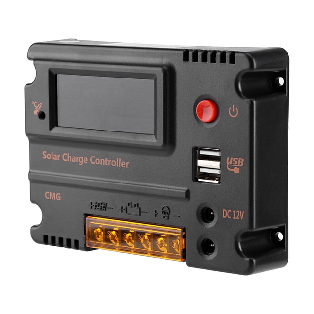 Contrôleur de Charge Solaire DC 12V/24V 10A Panneau Solaire Contrôleur Intelligent Régulateur de Batterie Double USB