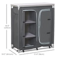 thumbnail image 2 of Aluminum Camping Table, Camping Kitchen Station Cook Cupborad with 3-Shelf, Storage Organiser for BBQ Party Picnic Grey, 2 of 7
