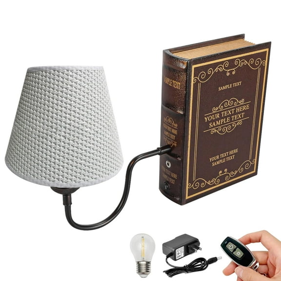 Kiven Cordless Bookshelf Lamp, 1-Light Rechargeable Bookcase Lighting with White Plaited Fabric Lampshade, Farmhouse Decorative Bookend, Cordless Table Lamp for Bedside Bookshelf Office-DZ0322