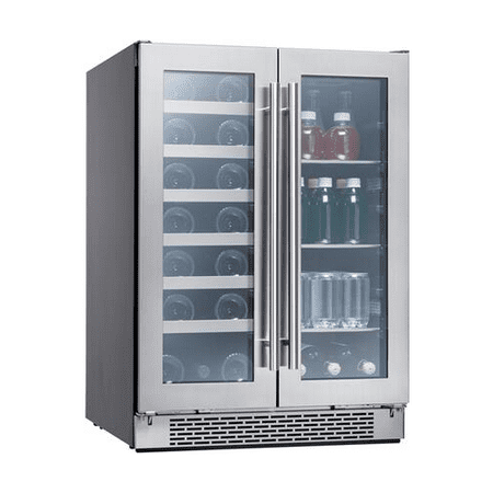Zephyr - Presrv 24 in. 21-Bottle Wine and 64-Can Beverage Cooler - Stainless Steel/Glass