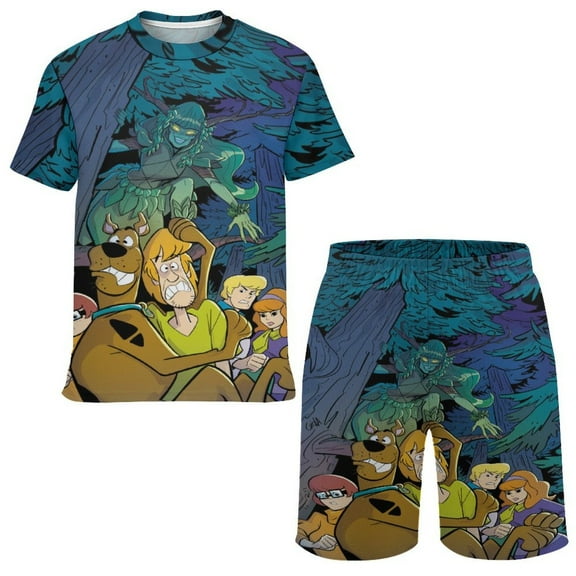 Scooby-Doo Boys Girls Short Sleeve Mesh T-Shirt And Shorts Outfit Set Summer Clothes Set for Kids