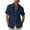 Navy, variant on VSSSJ Mens Cotton and Linen Shirts Loose Fit Solid Color Button Down Short Sleeve Collared Tee Shirts with Pocket Casual Summer Walking Shirt Blouse Beige XXL