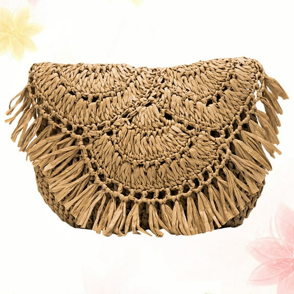 WHAMVOX Hand Bags Straw Bag Fashion Style Handbag Woman Miss Size 1 Brown