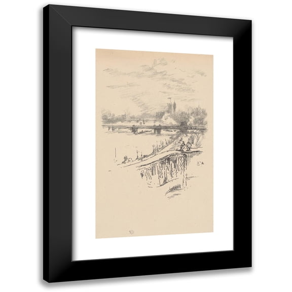 James Abbott McNeill Whistler 10x14 Black Modern Framed Museum Art Print Titled - Savoy Pigeons (1896)