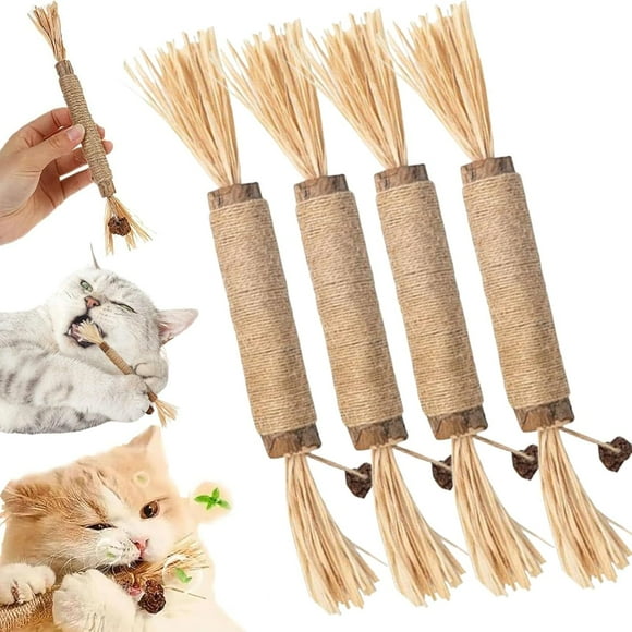 Natural Silvervine Dental Sticks, Natural Silvervine Dental Sticks, Interactive Kitten Chew Playthings, Cat Chew Stick, Cat Toys for Indoor Cats& Kittens (4Pcs)