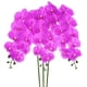 thumbnail image 1 of Uxcell 3-Pack Flores de Orquídea Artificial 9 Pétalos Grandes 37 Pulgadas Ramo de Seda Phalaenopsis Púrpura Oscura Orquídeas Falsas para Hogar/Boda, 1 of 1