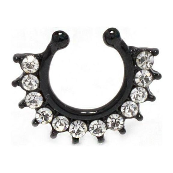 Septum Hanger Clip-On Nose Ring Fake Clicker Non-Piercing Hoop Crystal Jewelry
