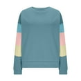 thumbnail image 3 of Craaazy Womens Shirts Color Block Crewneck Long Sleeve Casual Sweatshirt Ribbed Trim Pullover Gifts For Women, 3 of 8