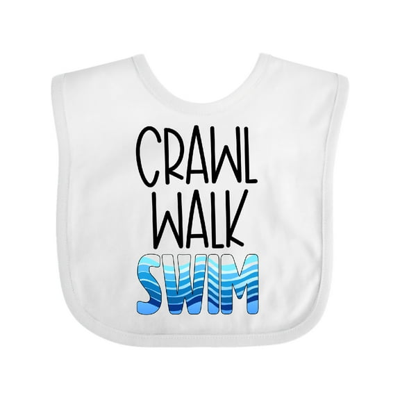 Inktastic Crawl Walk Swim Wave Design Boys or Girls Baby Bib