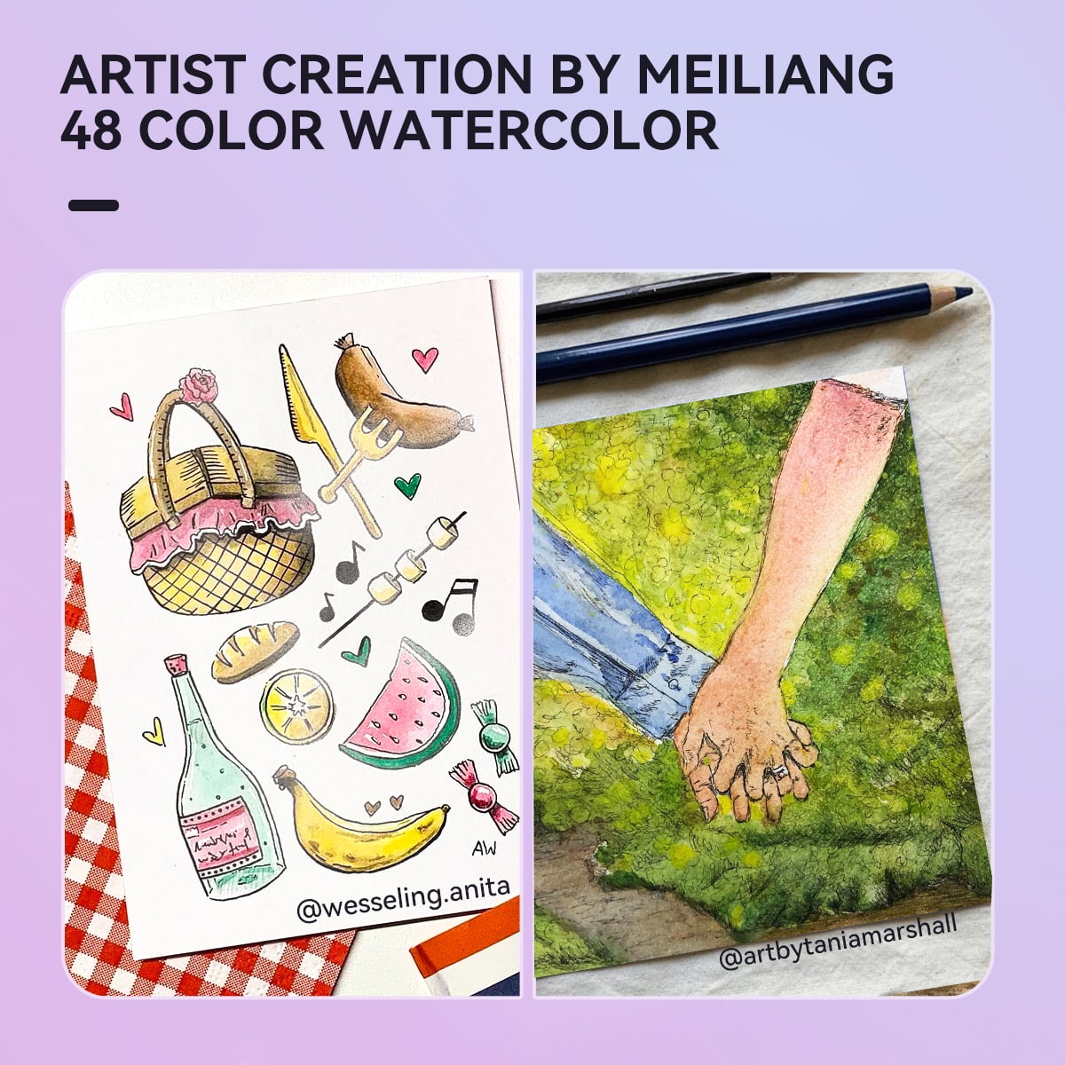 MeiLiang Watercolor Paint Set, 48 Vivid Colors Includes12 Metallic Glitter Solid Colors in Pocket Box with Metal Ring and Watercolor Brush, Perfect as Art Gift, Suitable for Beginners, Professionals