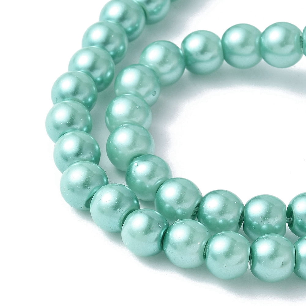 Baking Painted Pearlized Glass Pearl Round Bead Strands Turquoise 6mm Hole: 1.2mm about 147pcs/strand 31.10''(79cm)
