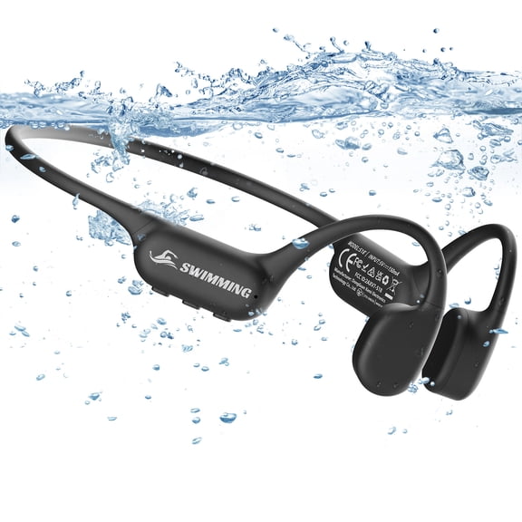 Guudsoud Swimming Headphones IP68 Waterproof, Bone Conduction Headphones MP3 Player Built-in 32G Memory, Bluetooth 5.4 Wireless Headset, Open Earphones Sports Suitable for Running, Cycling, Exercise