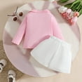 thumbnail image 5 of Chbgutlmr Baby Girls Clothes Kids Fall Outfits Knit Ribbed V Neck Sweaters Flower Button Cute Shorts Sets, 5 of 8