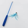 thumbnail image 1 of Interactive Cat Feather Toy Feather Teaser Stick Wand Pet Retractable Feather Bell Refill Replacement Catcher Product for Kitten blue with refill, 1 of 6