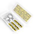 thumbnail image 4 of Honeii Yellow Butterflies Print Children's Knife, Fork And Spoon Set,Reusable Utensils Set with Case,Travel Cutlery Set,for Kids Adults Camping, 4 of 8