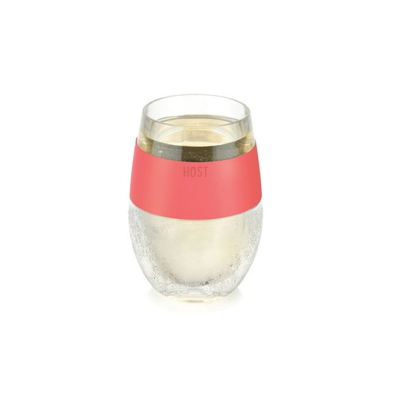 Host Wine Freeze Cooling Cup, Double Wall Insulated Tumbler, 8.5 oz, Coral