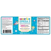 KidStar Nutrients Omega 3 DHA + Vitamin D3, Lemon-Blueberry Flavor, 120 Chewable Softgels