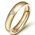 thumbnail image 2 of 4MM Rose Gold/Gold/Silver Stainless Steel Zircon Band Men Women's Ring Size 5-13, 2 of 9