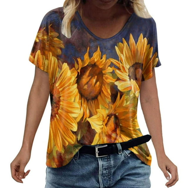 T-shirts à Manches Courtes Imprimés d'Été pour Femmes