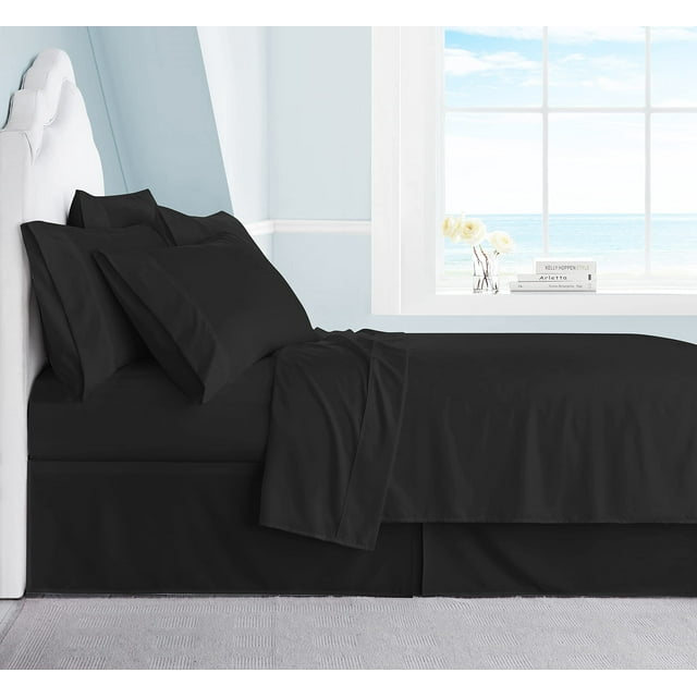 Swift Home Collection de Literie de Luxe, Ensembles de Draps 6 Pcs en Microfibre Brossée Ultra Douce, Extrêmement Durables - Ajustement Facile - Résistant aux Plis - (Inclut 2 Taies d'Oreiller Bonus), California Très Grand, Noir