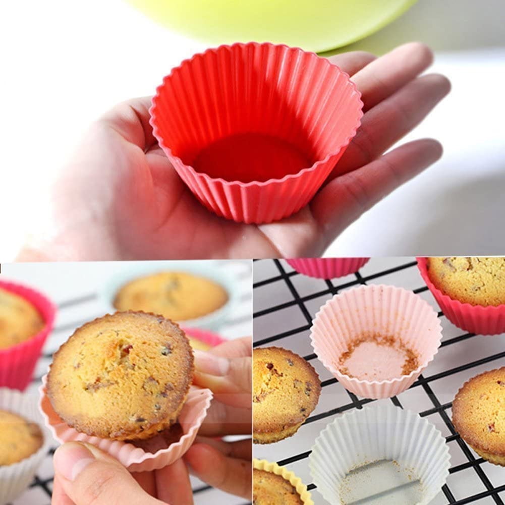 12 Pcs Silicone Cake Muffin Chocolate Cupcake Liner Baking Cup Cookie Mold Tika