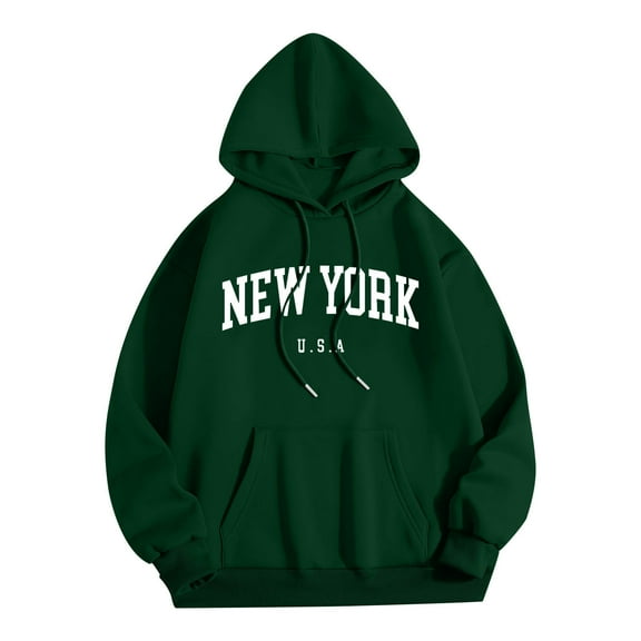 Fashion YLSDY Fall Clothes Men's Oversized Letter Print Graphic Hoodies Long Sleeve Hooded Pullover Casual Sweatshirts with Pocket Army Green L