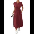 thumbnail image 2 of Vestido Informal de Corta para Mujer, con Bolsillos, Color Vino Tinto, Talla L, 2 of 8