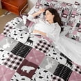 thumbnail image 4 of Homewish Deer Moose Bear Bedding Comforter Set 7pcs for Teens, Rustic Jungle Hunting King Bedding Sets, Pink Rustic Plaid Reversible Bed Sheets, Luxury Bedroom Decor, 4 of 7