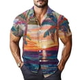 thumbnail image 2 of Domuza Mens Hawaiian Tropical Shirt Short Sleeve Casual Trendy Button T-Shirt Lounge Vacation Lightweight Loose Fit Blouse Orange 3XL, 2 of 7